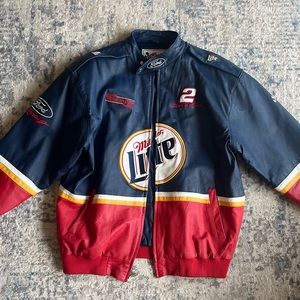Vintage Chase NASCAR Miller Lite Racing Jacket Leather Rusty Wallace Size XL